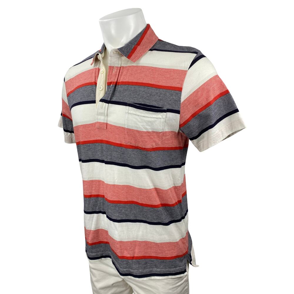 Billy Reid Mens Multicolor Striped Short Sleeve Golf Colorblock Polo Shirt Top L - Picture 2 of 6